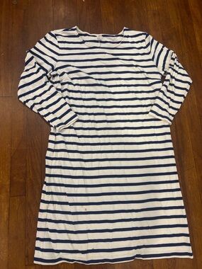 Old Navy White and Navy Striped Midi Dress